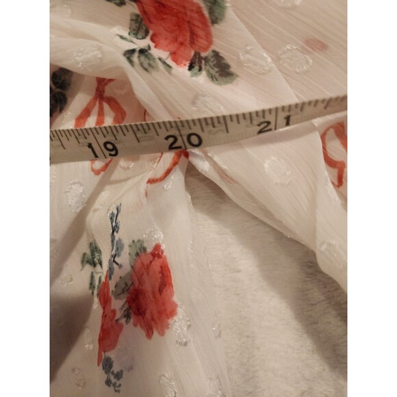 Rachel Zoe Shirt Blouse White Floral Rose Tie Up Sheer With Liner - Picture 7 of 11
